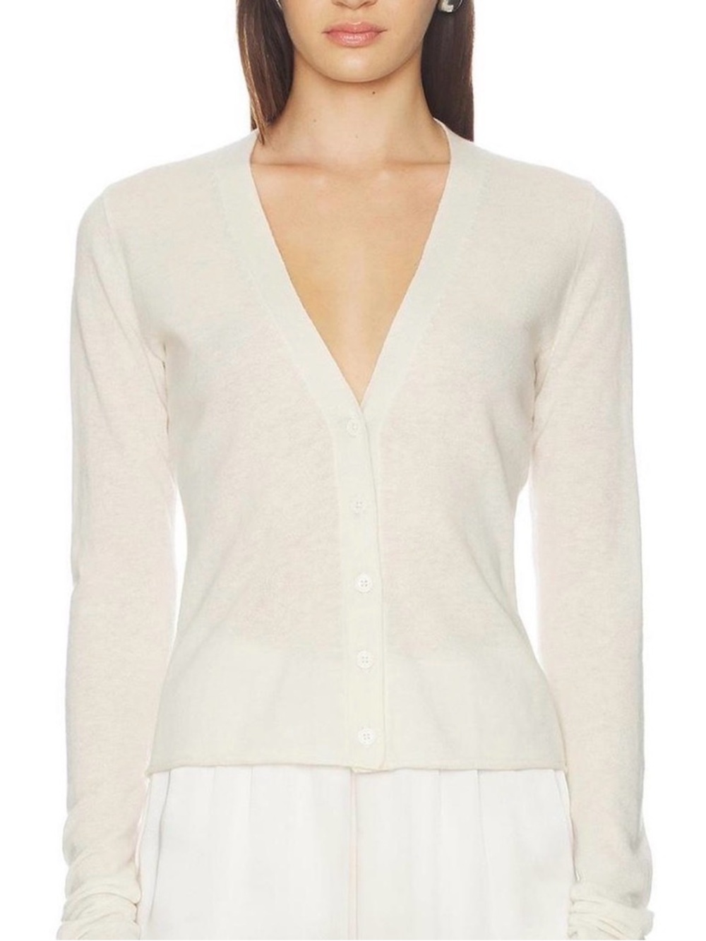 SKIMS Cream Cashmere Button Front Cardigan NWOT